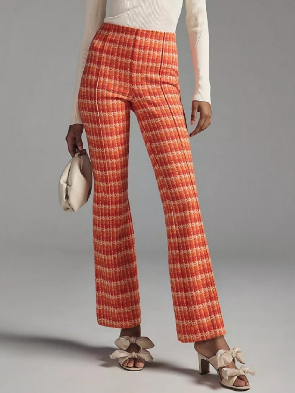 Maeve Margot Kick-Flare Size Small Orange Crop Knit Pant Womens Retro Mod 70's